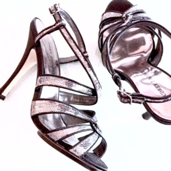 NWT! Silver Sequin Embellished Black Heels! - Picture 1 of 6